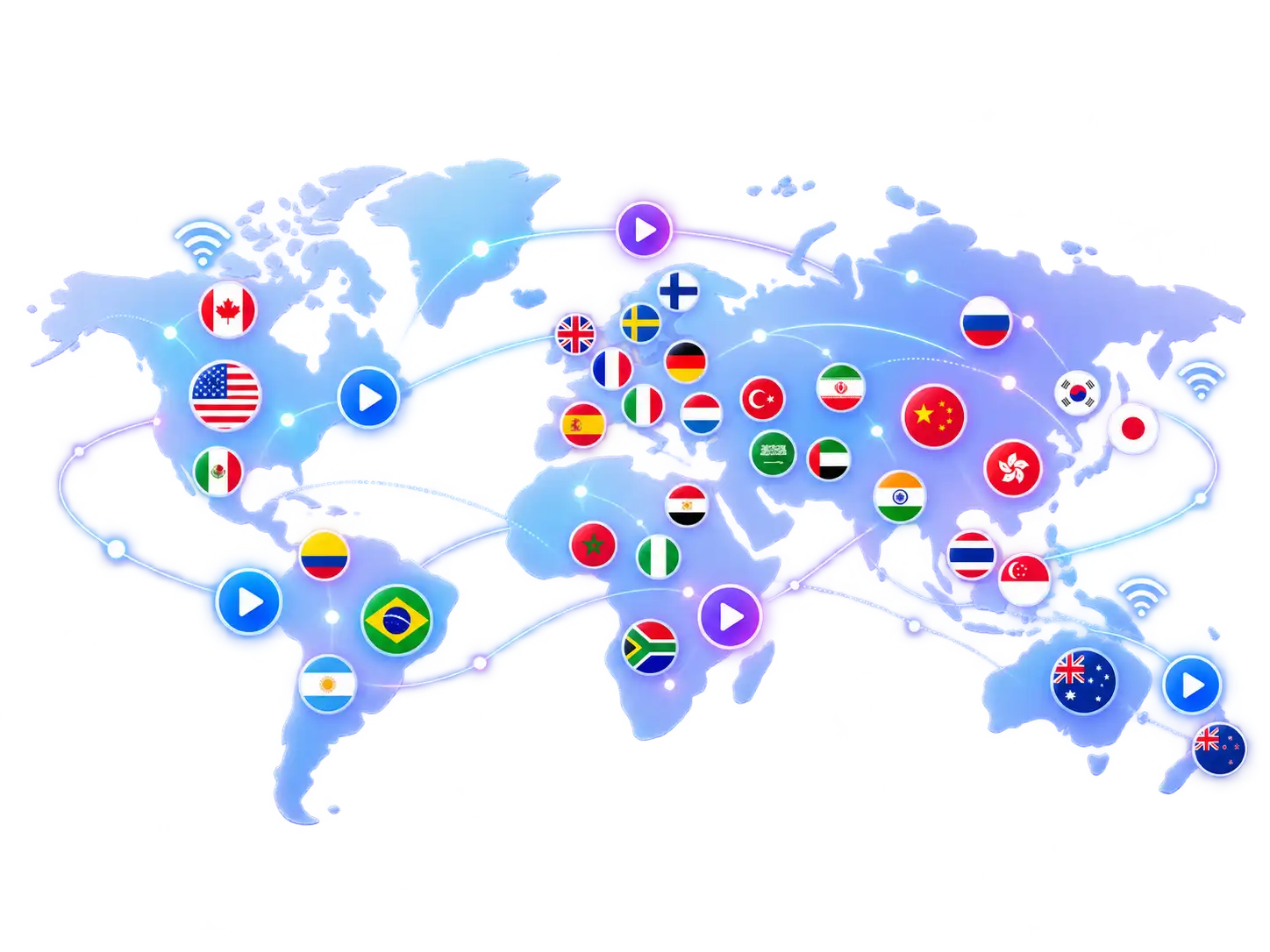 Shack TV global IPTV channels coverage world map showing international streaming