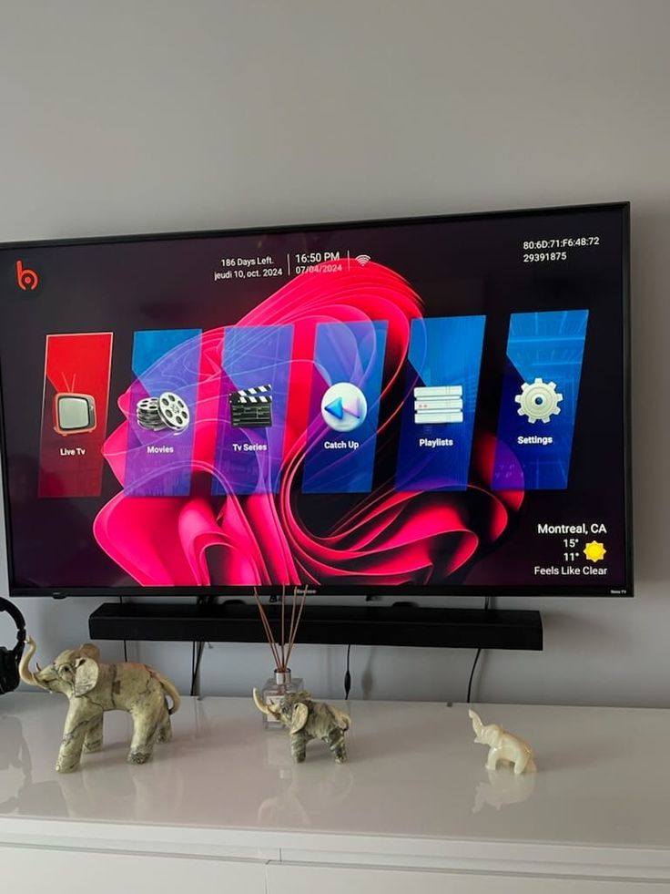 Television living room viewing experience with Shack TV menu on screen